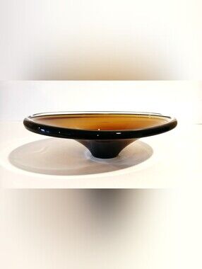 Vintage Amber Brown Art Glass Bowl - Decorative Home Art